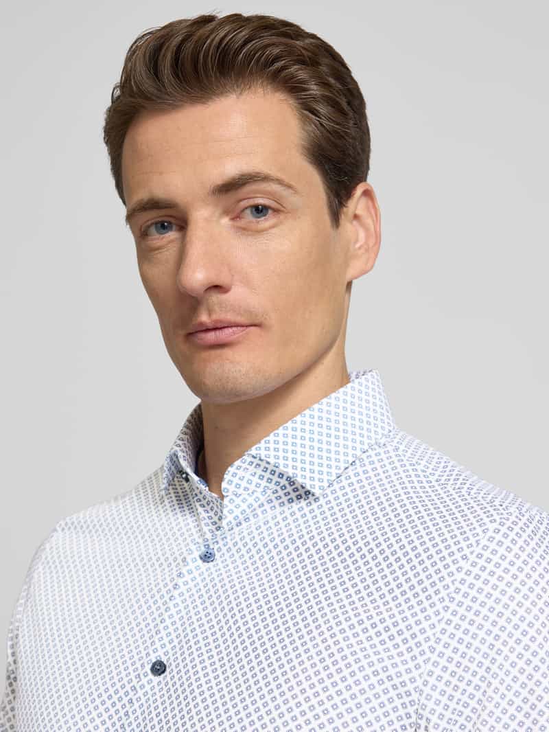 OLYMP Level Five Slim fit zakelijk overhemd van katoenmix met kentkraag