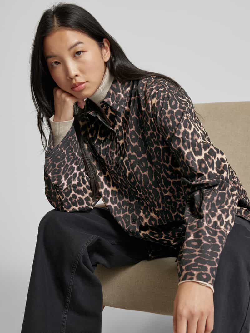 NEO NOIR Relaxed fit blouse met overhemdkraag model 'Dita Leo'