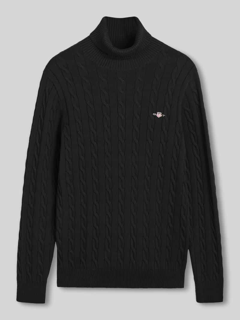 Gant Trui Cotton Cable Rollneck Zwart / male
