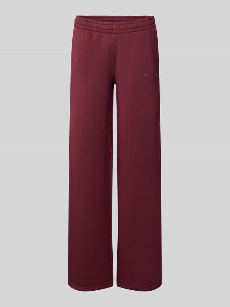 straight fit sweatpants van katoenmix met labeldetail