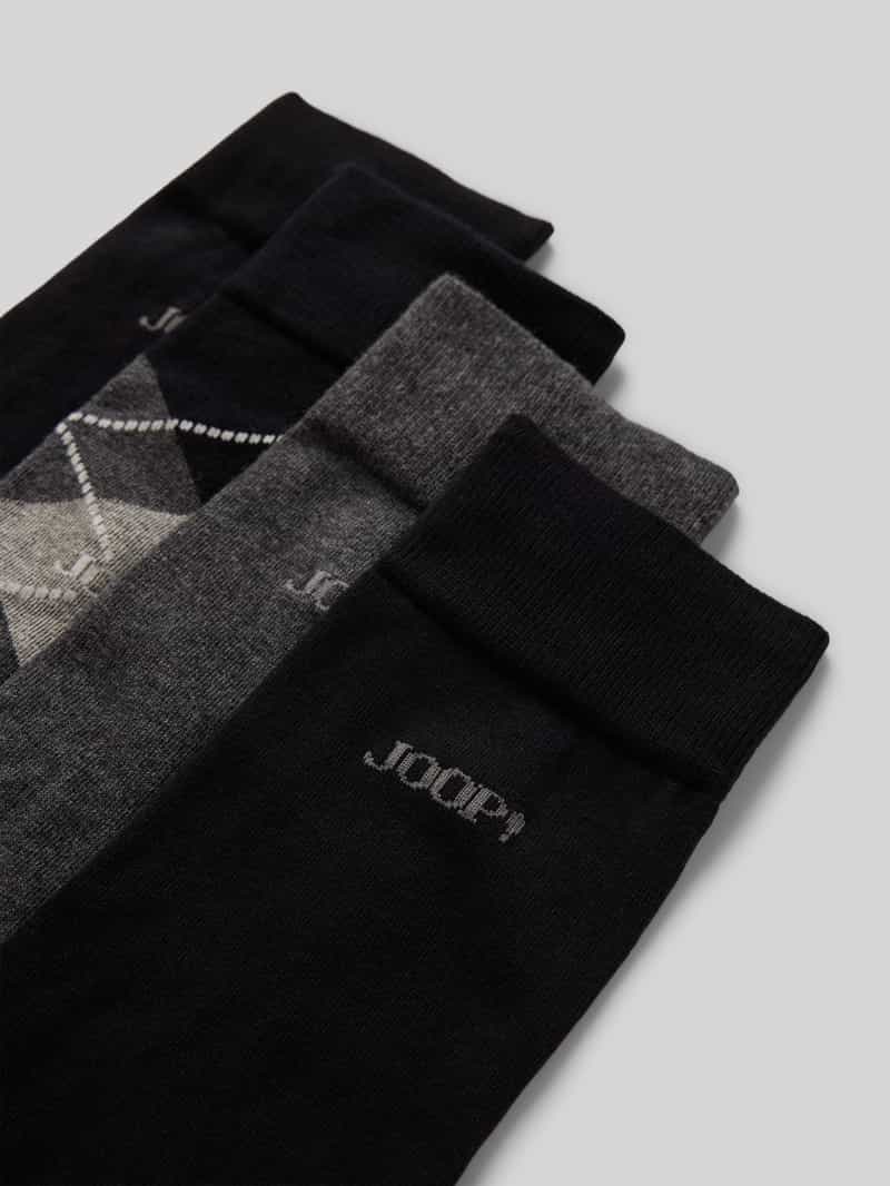 JOOP! Collection Regular fit sokken van wolmix in een set van 4 paar model 'Essentials'
