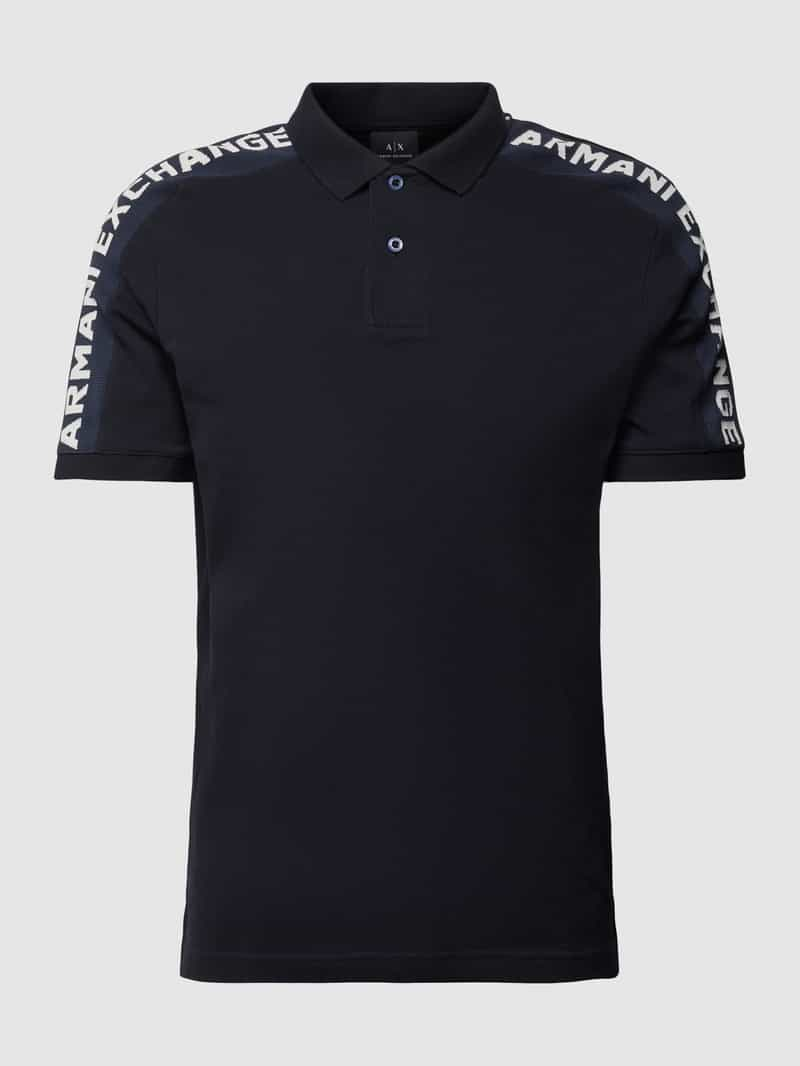 Armani Exchange Poloshirt met labelopschrift, model 'Shoulder Piping'