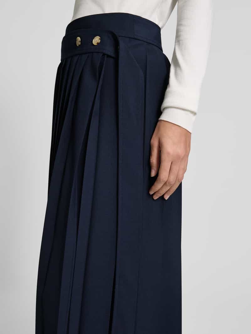 Boss Uitlopende plissérok van scheerwolmix model 'VENDRA'