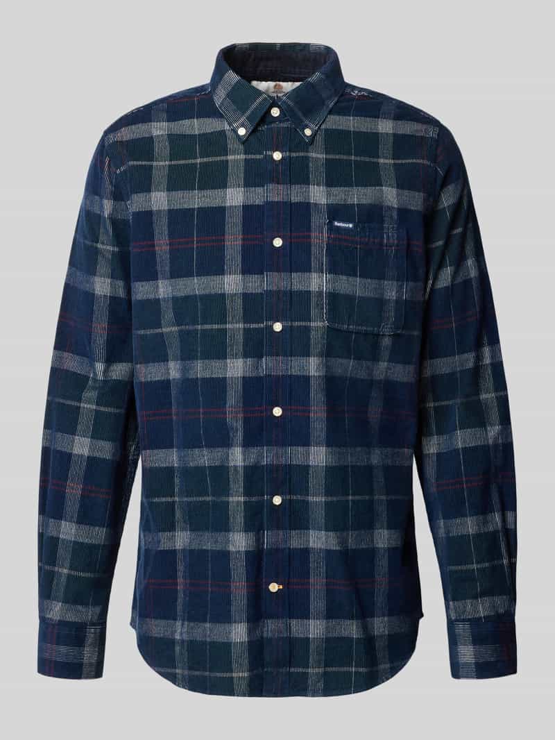 Barbour Tailored fit overhemd van katoenflanel met borstzak
