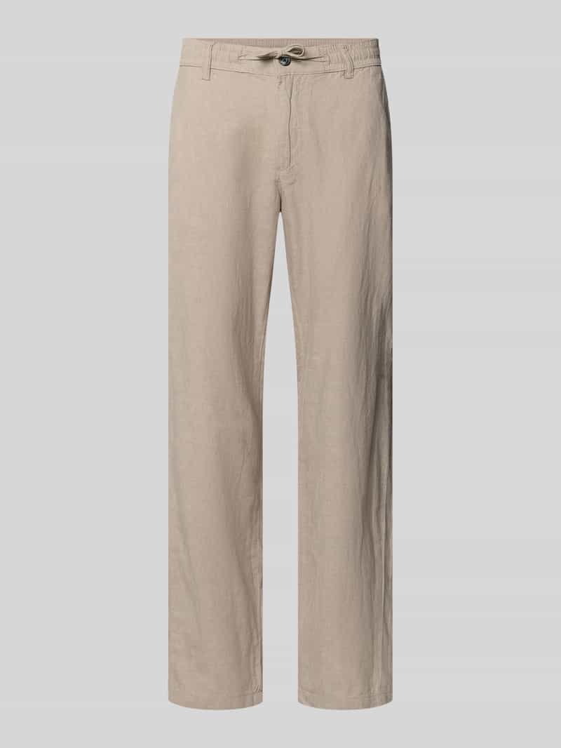 Broek van mix van katoen en linnen met elastische tailleband