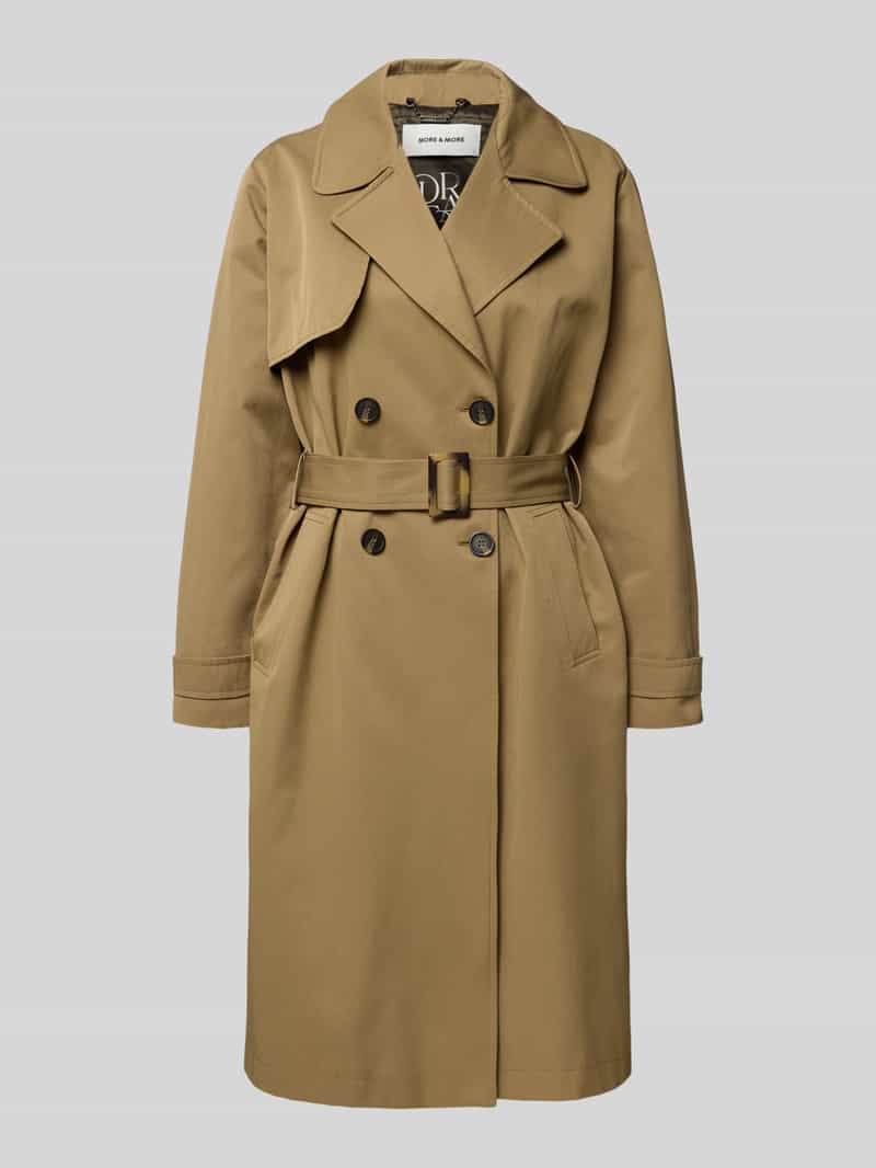 MORE & MORE Trenchcoat van katoenmix met reverskraag