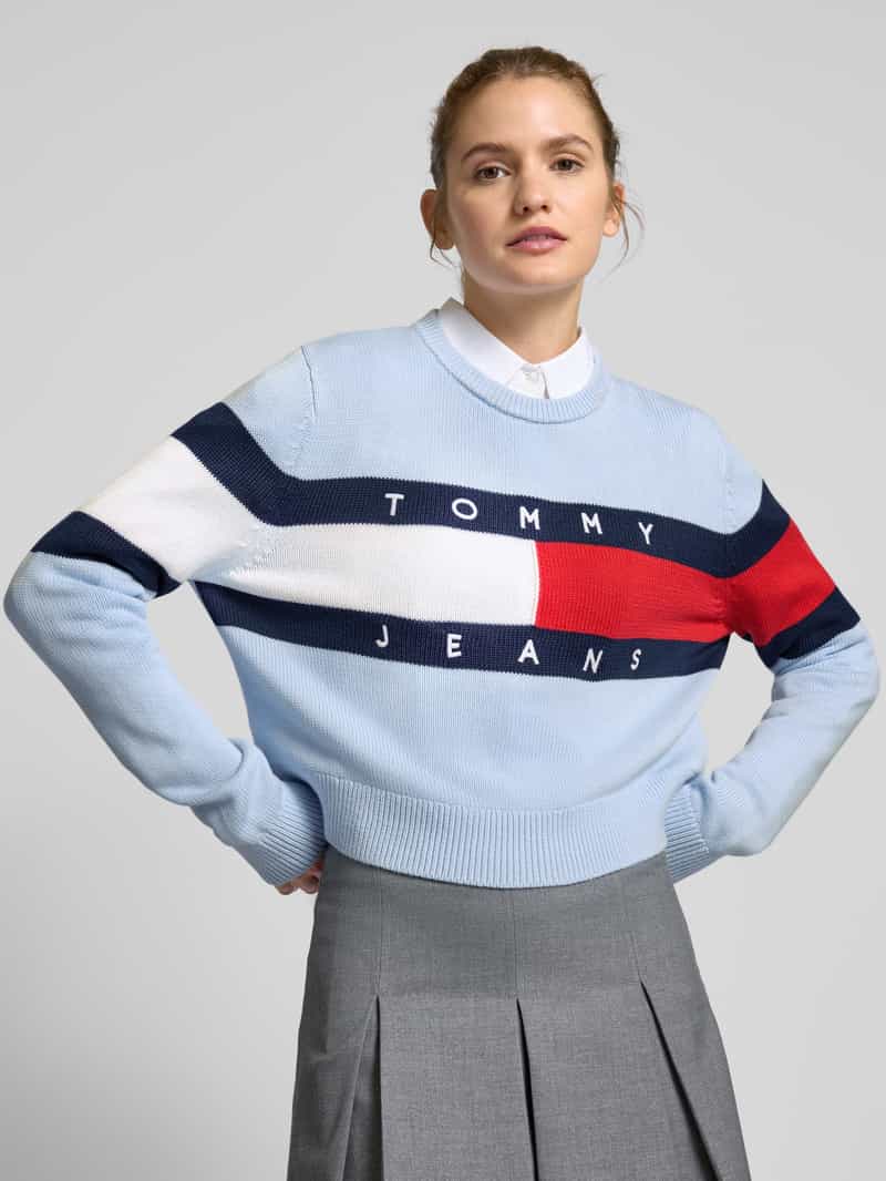 Tommy Jeans Gebreide pullover met logodetail model 'CENTER FLAG'