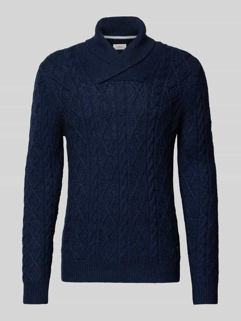 S.Oliver RED LABEL Regular fit pullover met sjaalkraag van wolmix met kabelpatroon