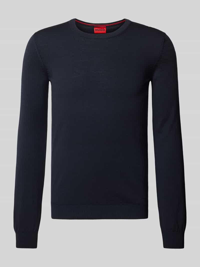 HUGO Pullover van scheerwol met labelstitching, model 'Cedric'