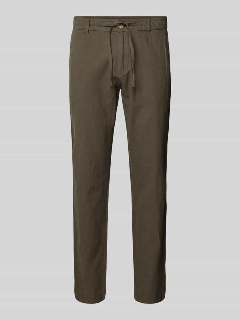 lindbergh Tapered fit linnen broek met elastische band