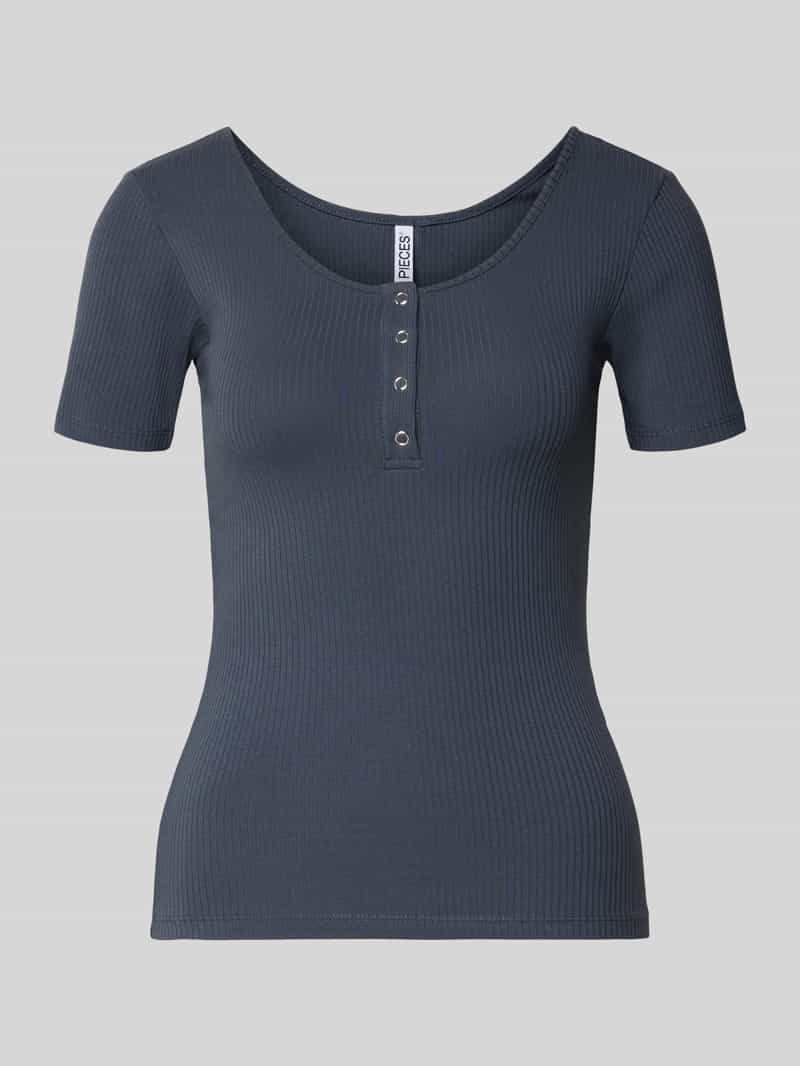 T-shirt met korte drukknoopsluiting model 'KITTE'