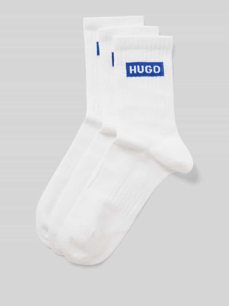 Hugo Blue Sokken met labeldetail in een set van 3 paar