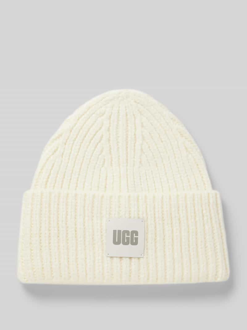 Ugg Gebreide muts met labelpatch en wol