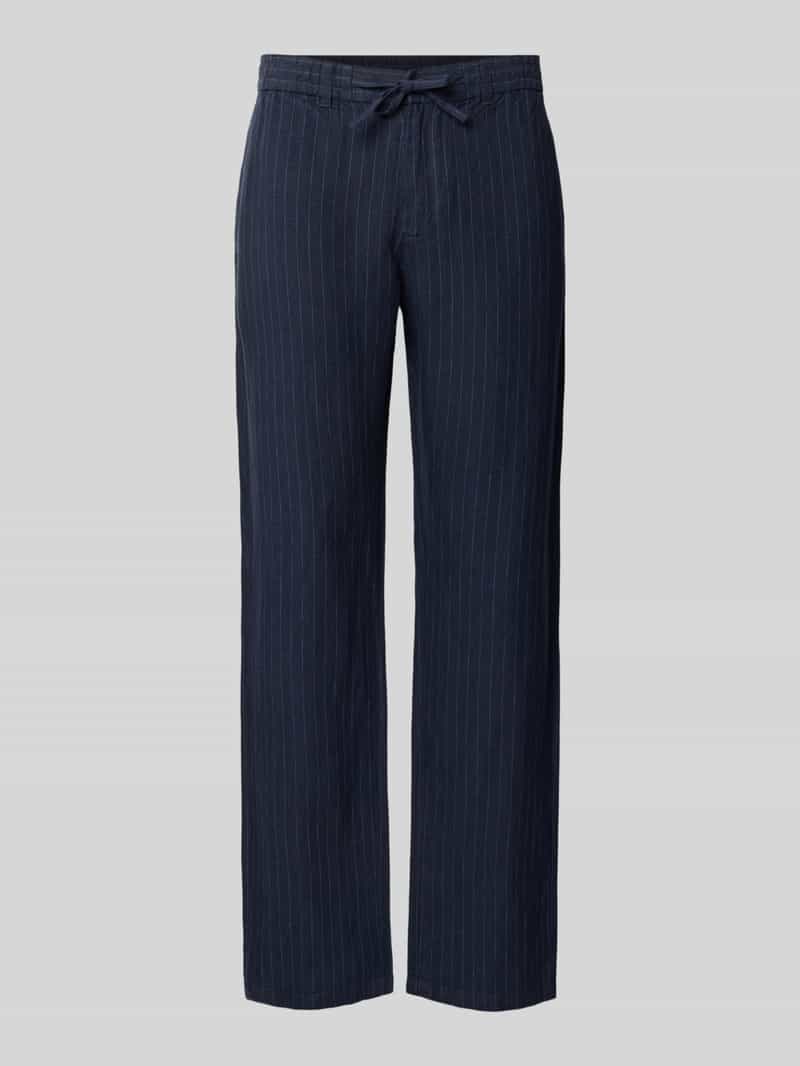 straight fit linnen broek met achterzakken