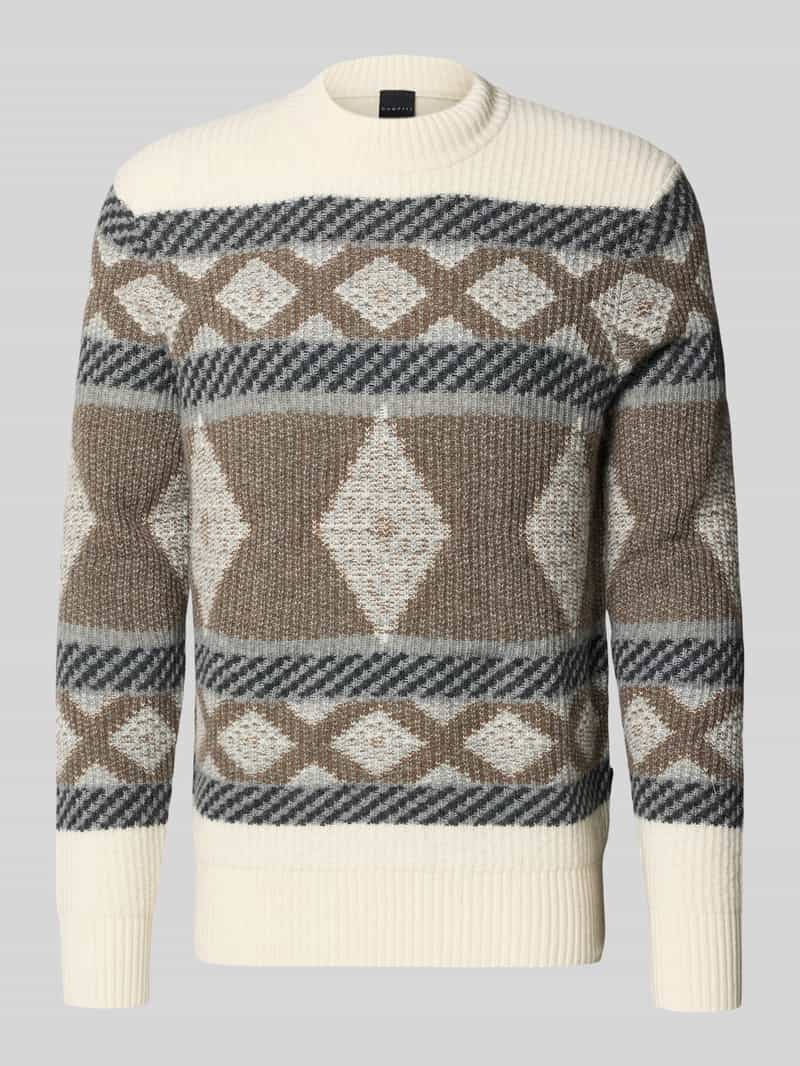 Bugatti Gebreide pullover met ribboorden
