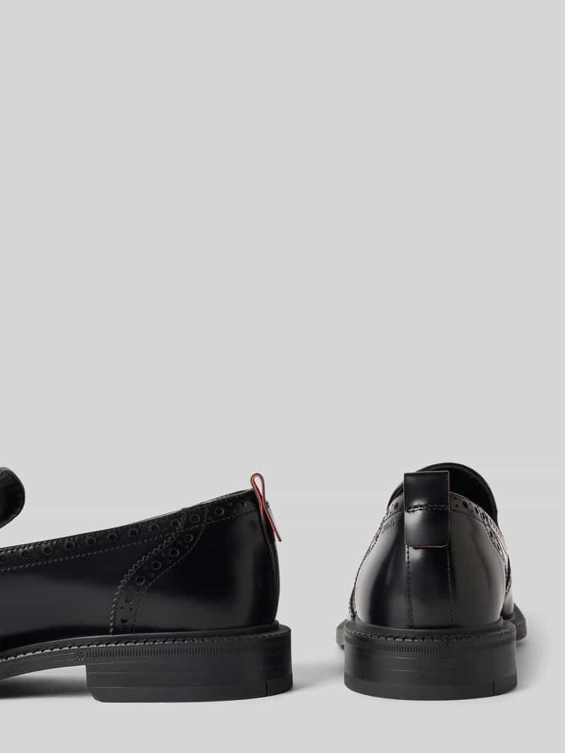HUGO Loafers van leer met Boedapester details