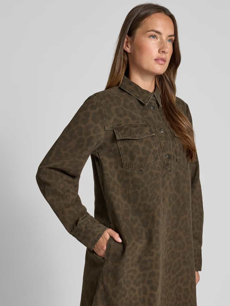 Jake*s Casual Overhemdjurk in luipaardlook met borstzakken