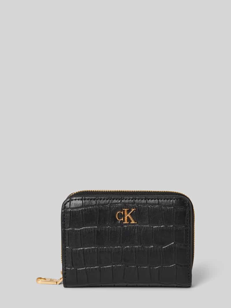 CK Calvin Klein Portemonnee van echt kalfsleer model 'Croc'