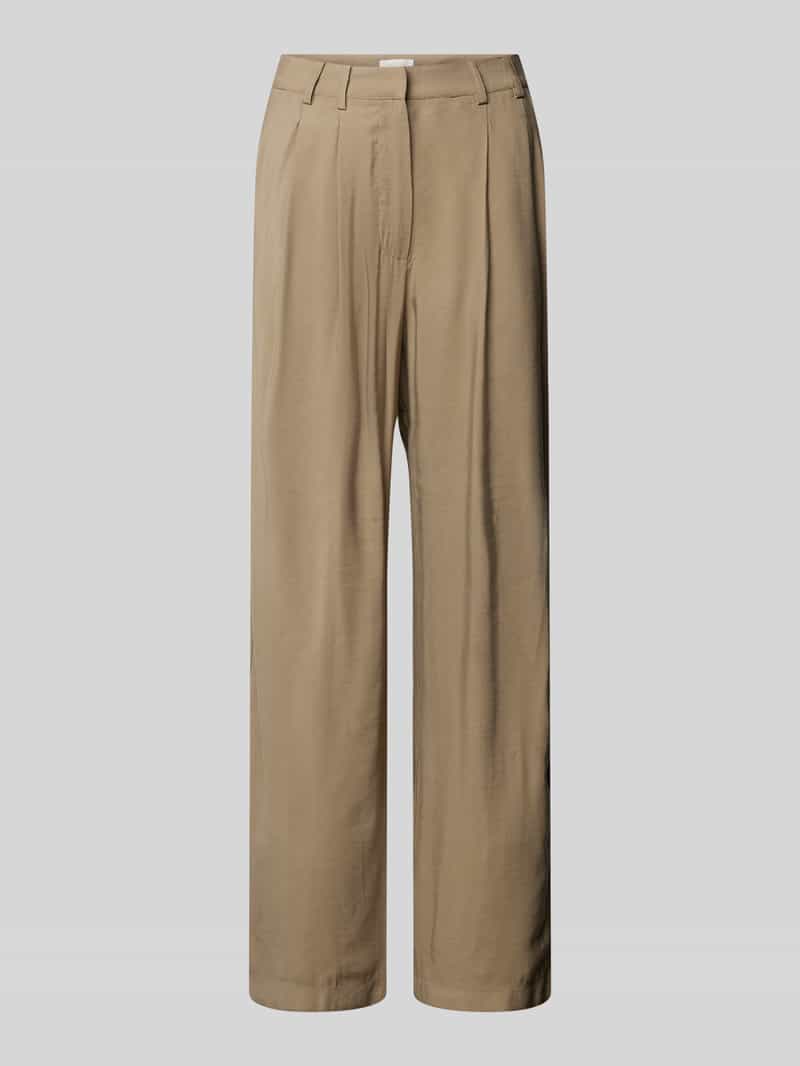Wide leg stoffen broek met bandplooien model 'Draco'