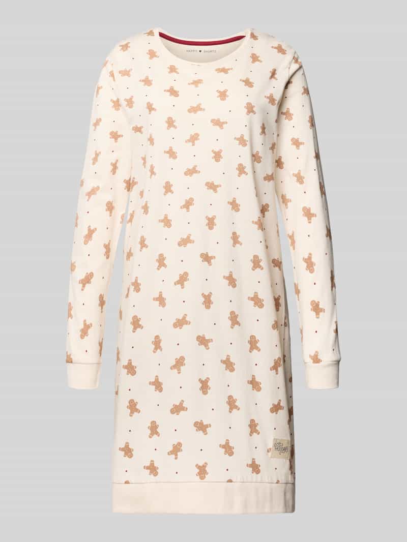 happy shorts Regular fit nachthemd met all-over motiefprint model 'XMAS'