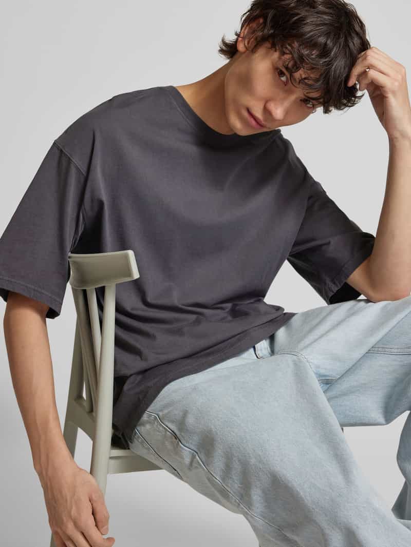 jack & jones T-shirt met geribde ronde hals model 'CHARGE'