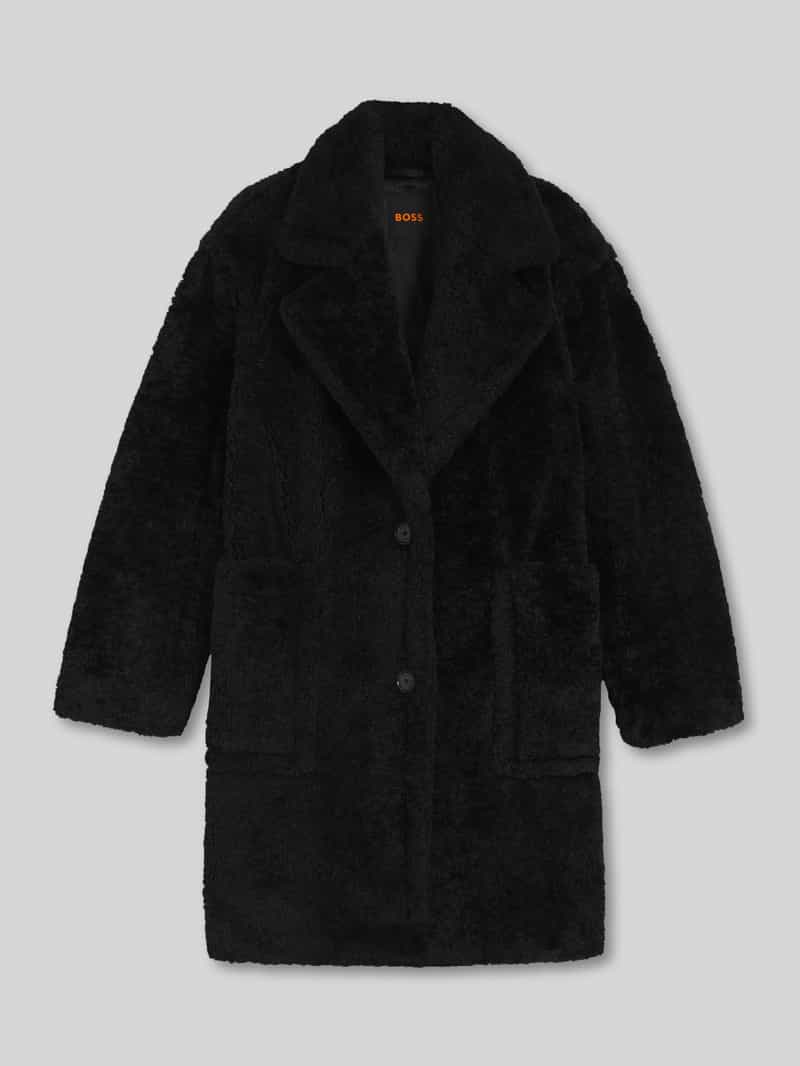Boss Orange Regular fit lange jas van teddybont met grote zakken model 'CATEDY'