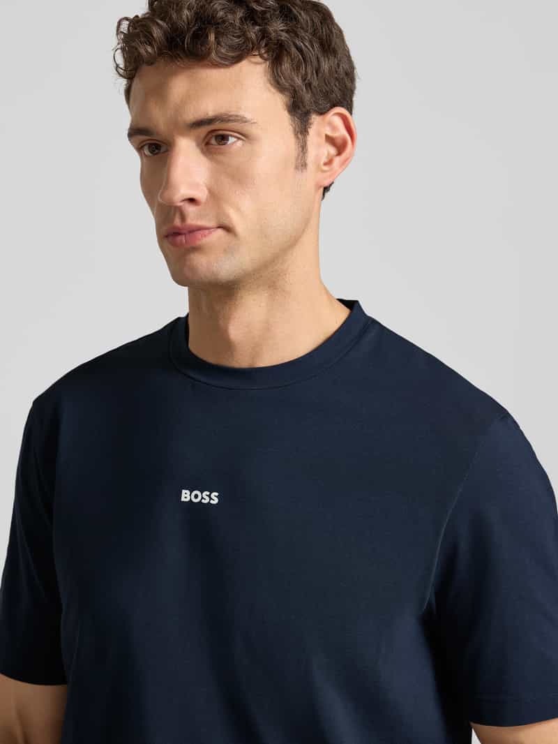 Boss T-shirt met labelprint donkerblauw, foto 5