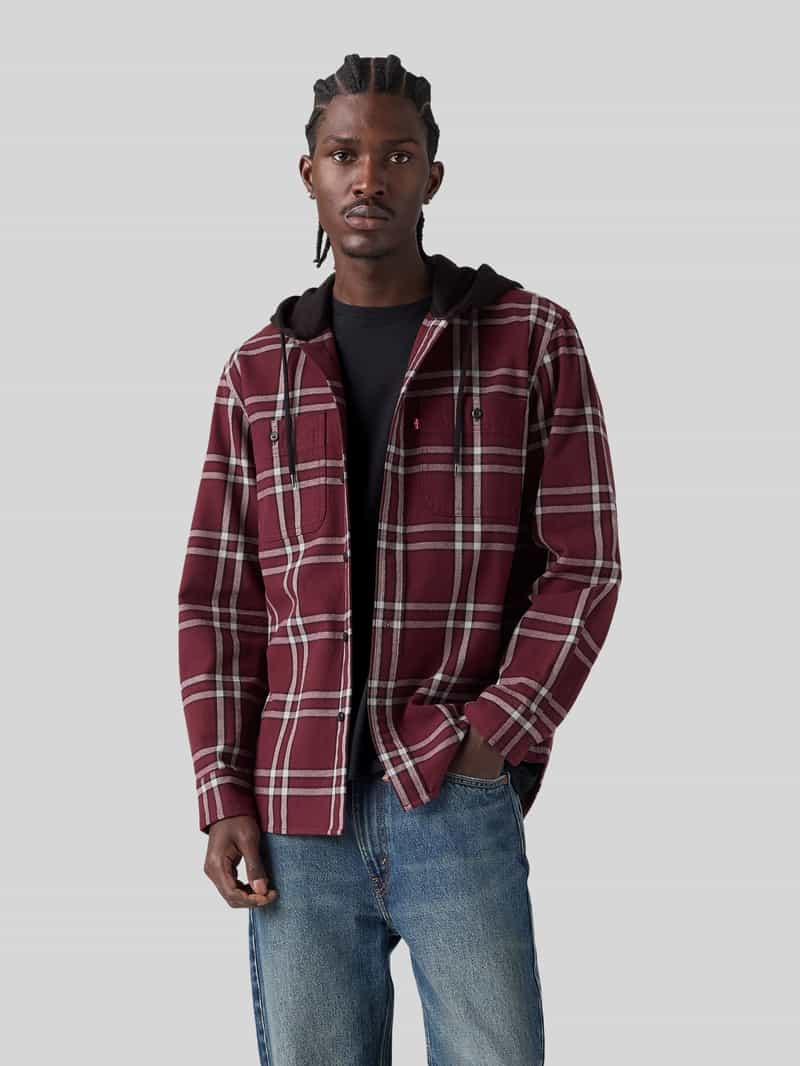 Levi's Regular fit vrijetijdsoverhemd van puur katoen met capuchon