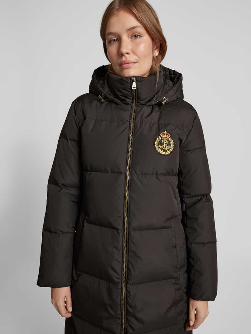 Lauren Ralph Lauren Gewatteerde lange jas met labelbadge