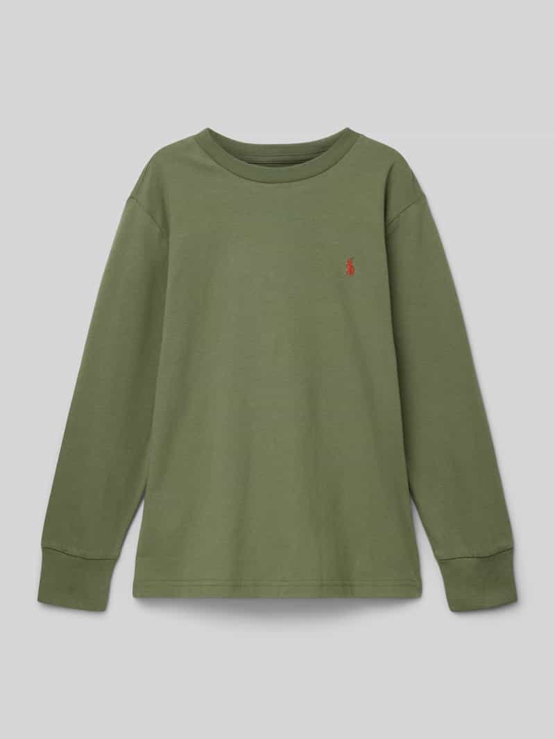Polo Ralph Lauren Teens Shirt met lange mouwen ronde hals en labelstitching