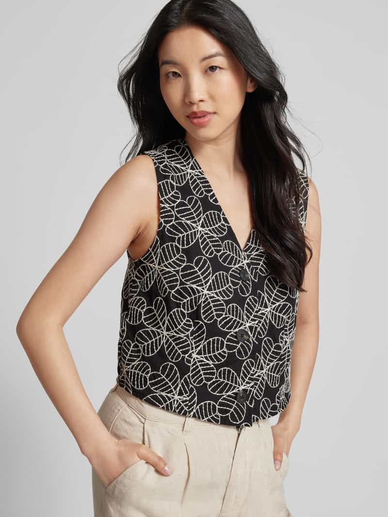 Jake*s Casual Gilet met bloemenmotief en knoopsluiting