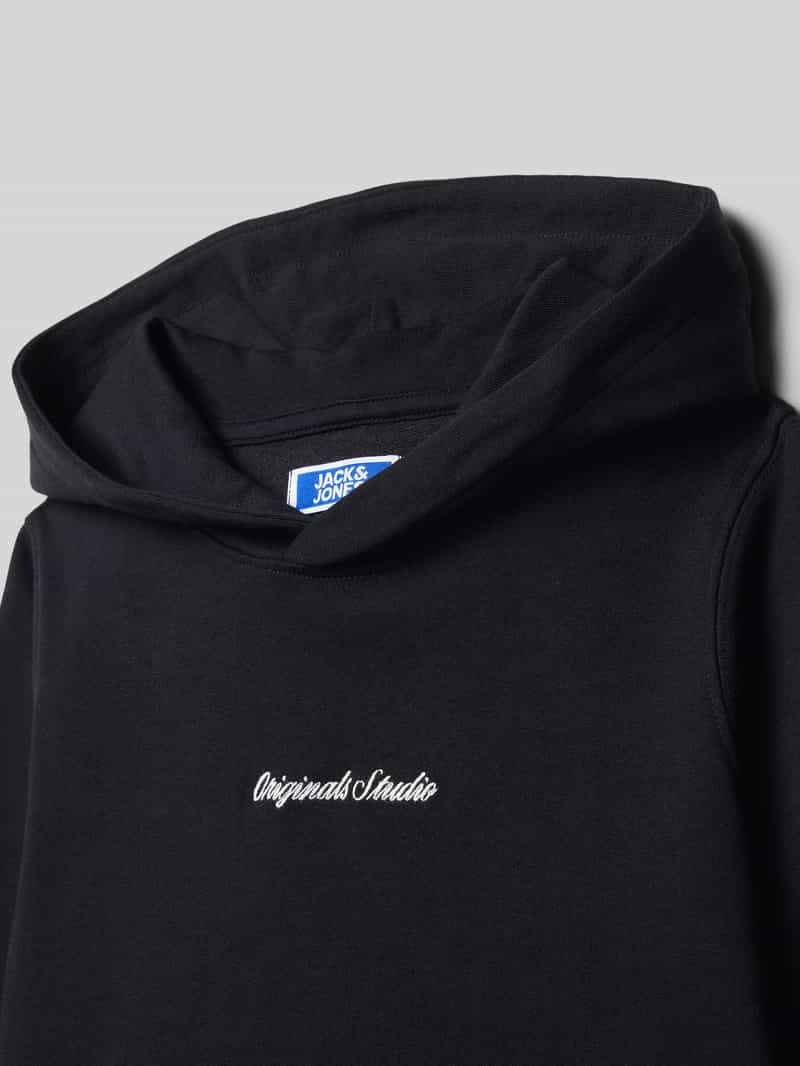 jack & jones Hoodie met labelstitching en kangoeroezak