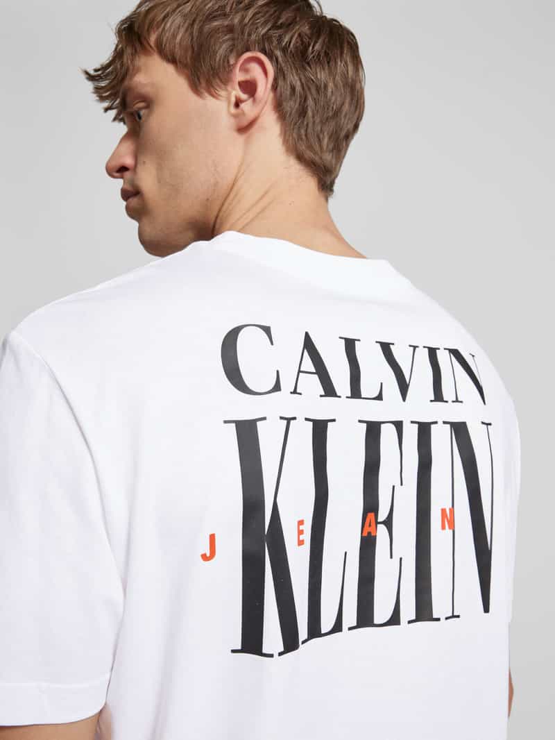 Calvin Klein Jeans T-shirt met geribde ronde hals
