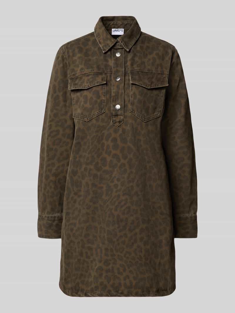 Jake*s Casual Overhemdjurk in luipaardlook met borstzakken