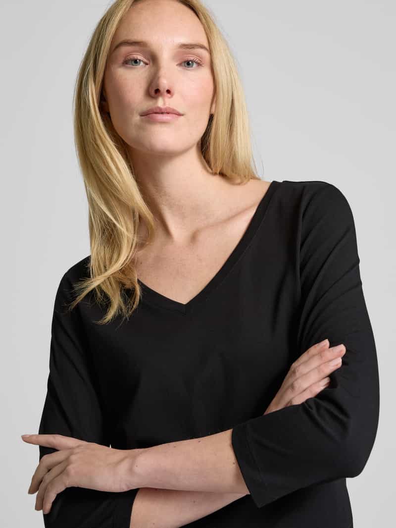 s.Oliver RED LABEL Regular fit shirt met 3 4-mouwen van katoen-jerseymix met V-hals
