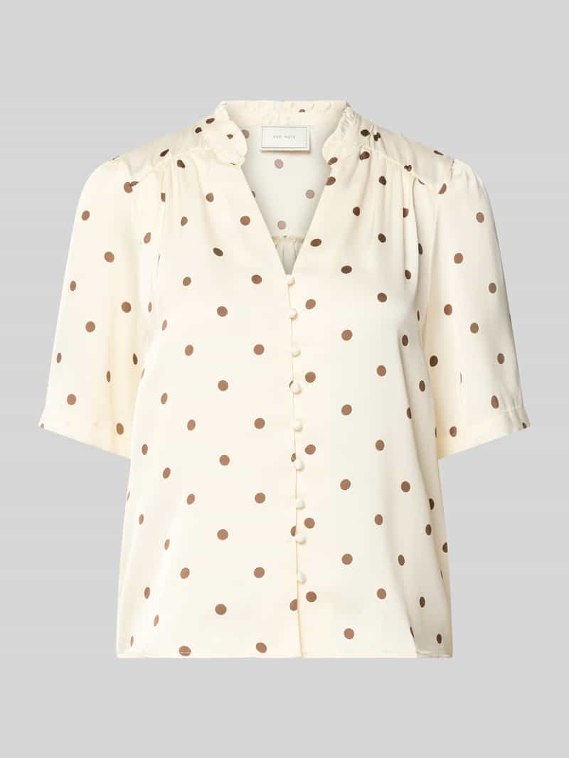 Blouse met korte mouwen met kraag met ruches 'Torana'