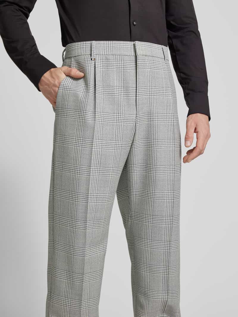 Boss Pantalon van viscose met glencheck-motief model 'Peter'