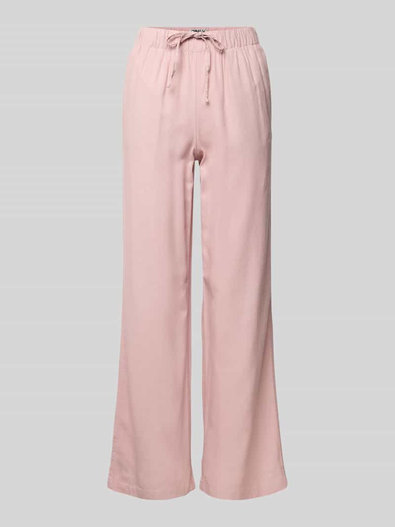 Only Wijde broek van een mix van viscose en linnen model 'CARO'