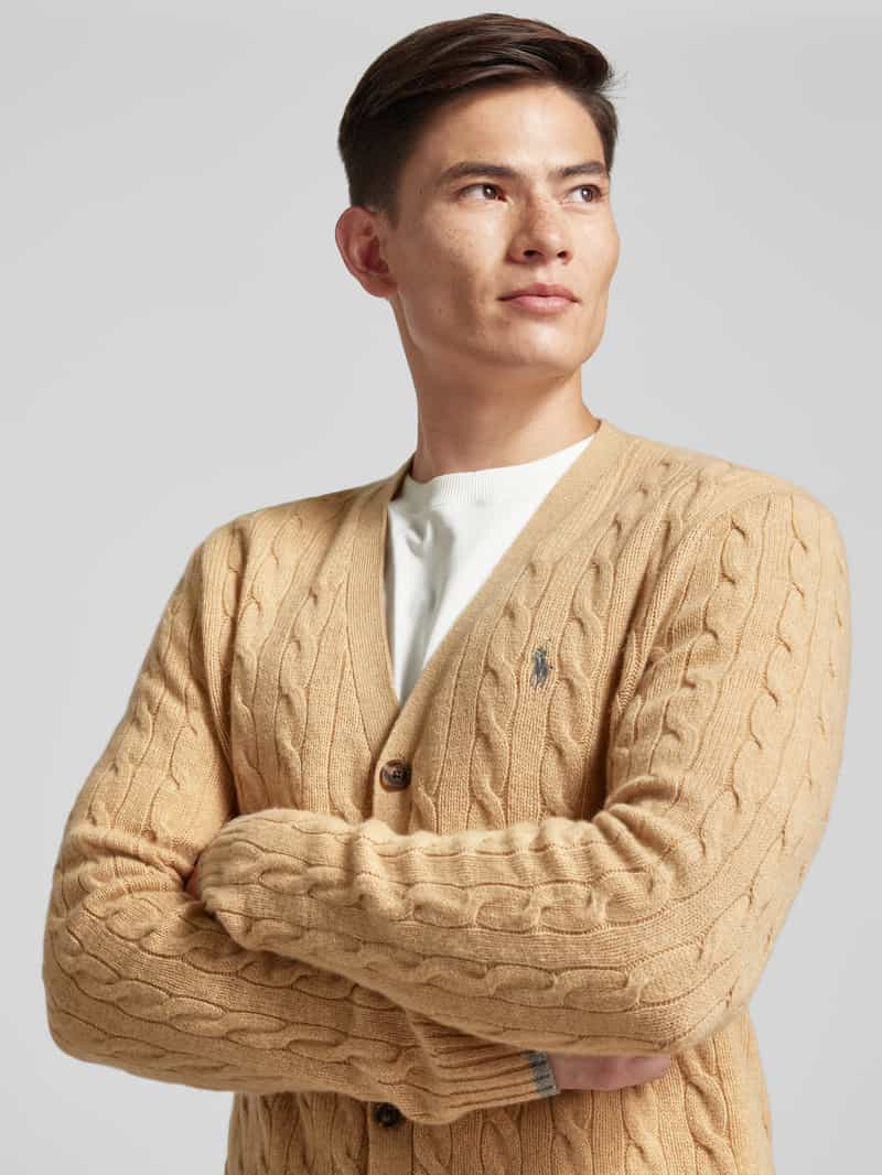 Polo Ralph Lauren Gebreid jack van een mix van katoen en kasjmier met V-hals