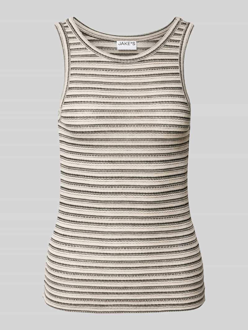 Jake*s Casual Top met bandjes en streepmotief met ronde hals