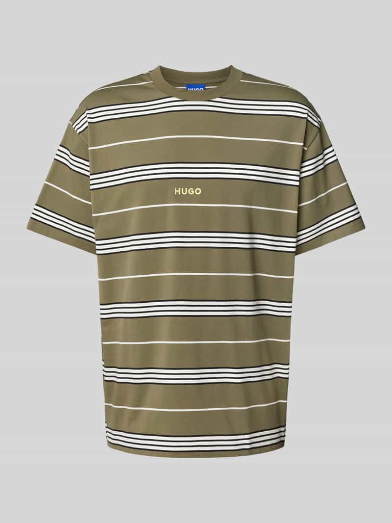 Hugo Blue T-shirt met labelstitching model 'Nostrilio'