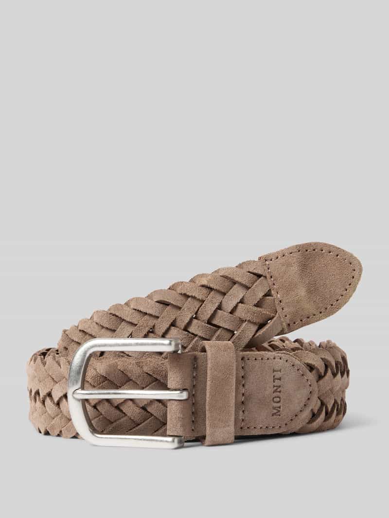 Monti Riem van leer in gevlochten look model 'Vancouver'