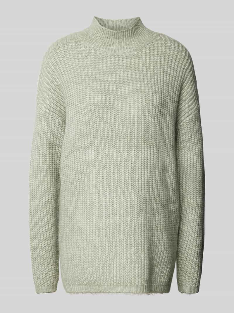 QS Gebreide pullover met opstaande kraag en wol