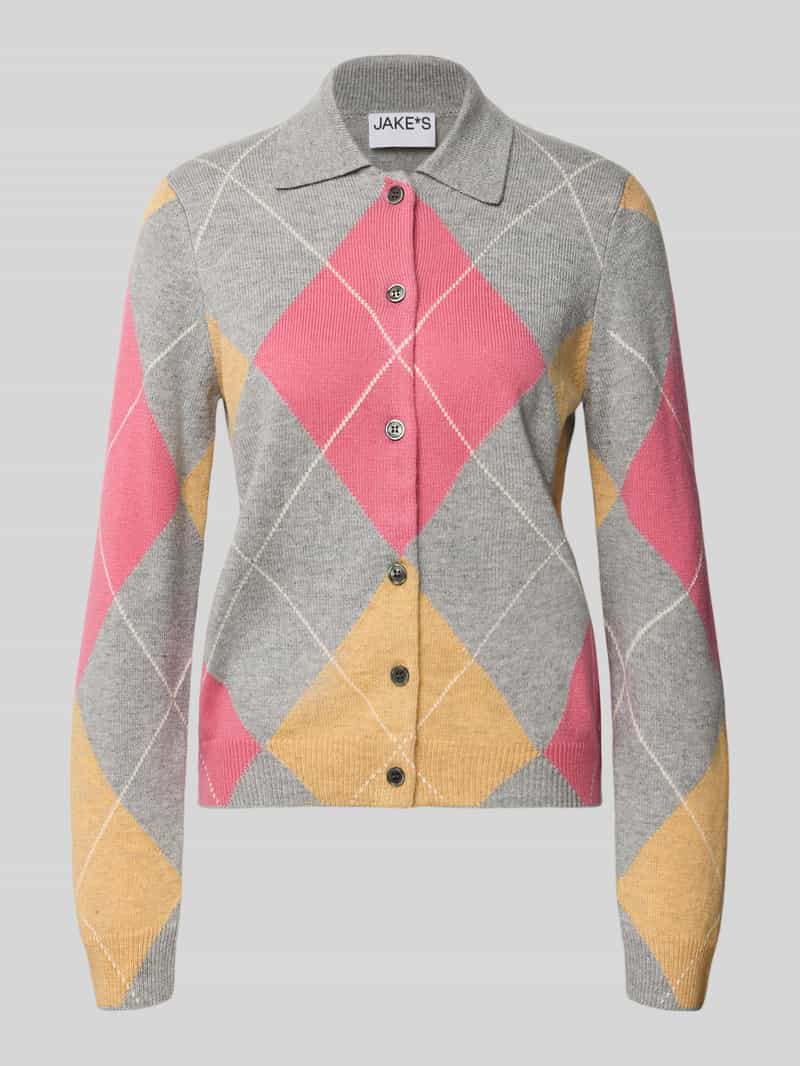 Regular fit gebreid jack met wol