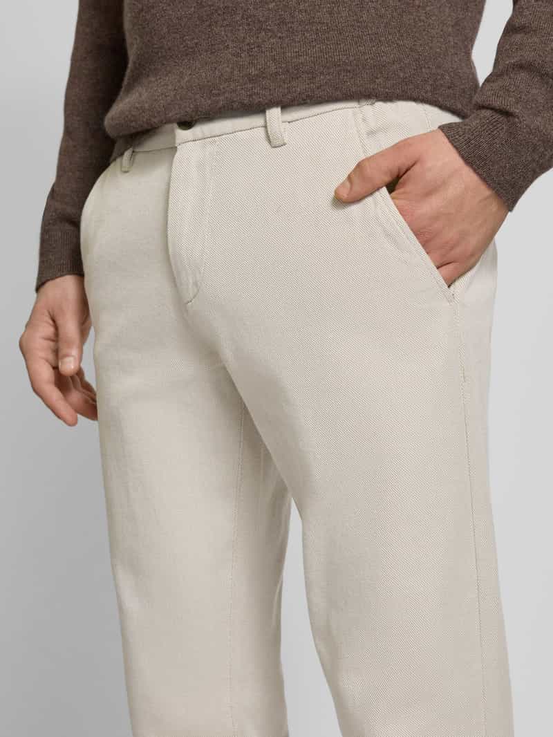 Marc O'Polo Regular fit chino van katoenmix met een fijn tweekleurig zigzagmotief model 'STIG'