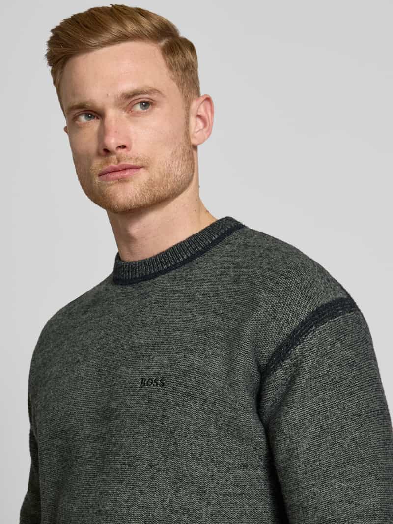 Boss Orange Gebreide pullover met wol en labelstitching model 'Kluna'