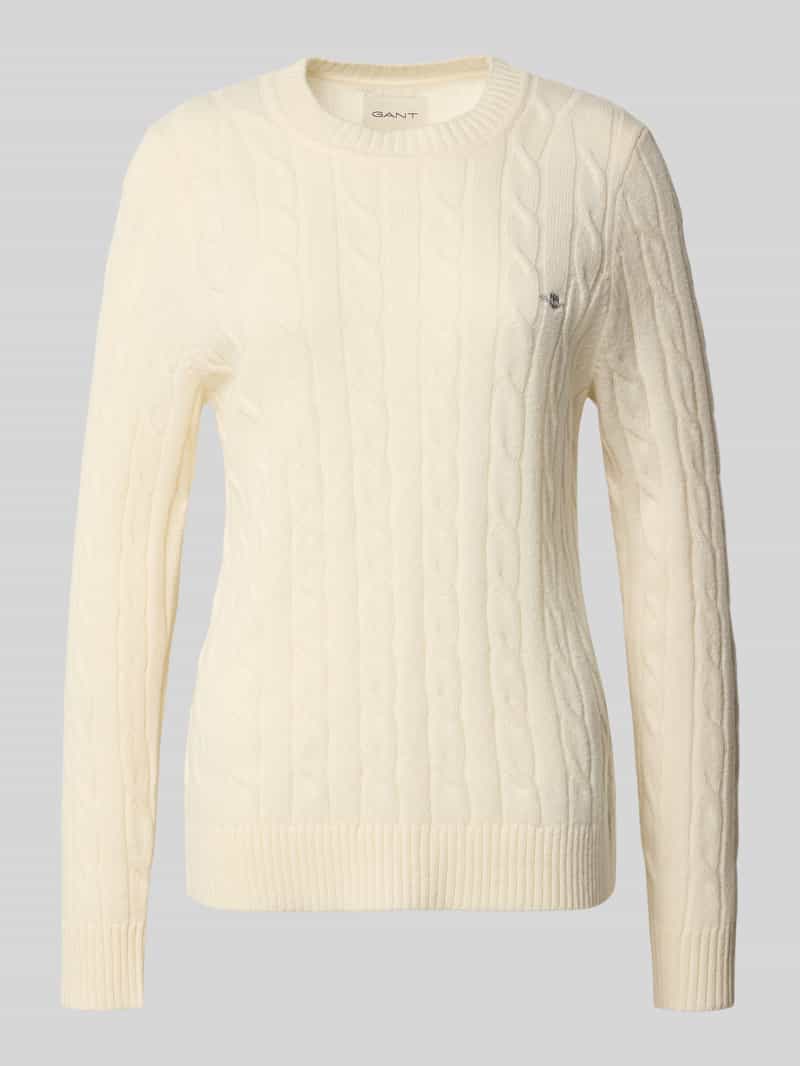 Gant Gebreide pullover met kabelpatroon en labelstitching