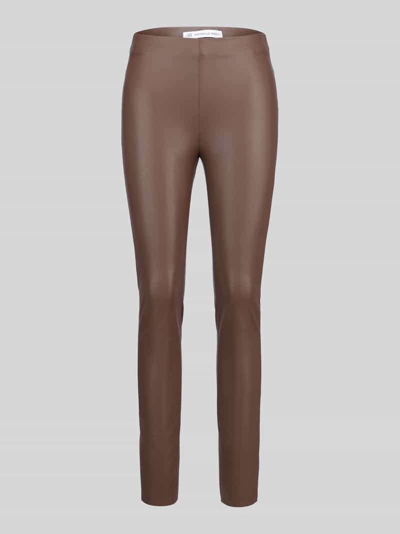 Raffaello Rossi Slim Fit Kunstlederhose aus Viskose-Mix Modell 'RESA' in Taupe, Größe 46 211497746