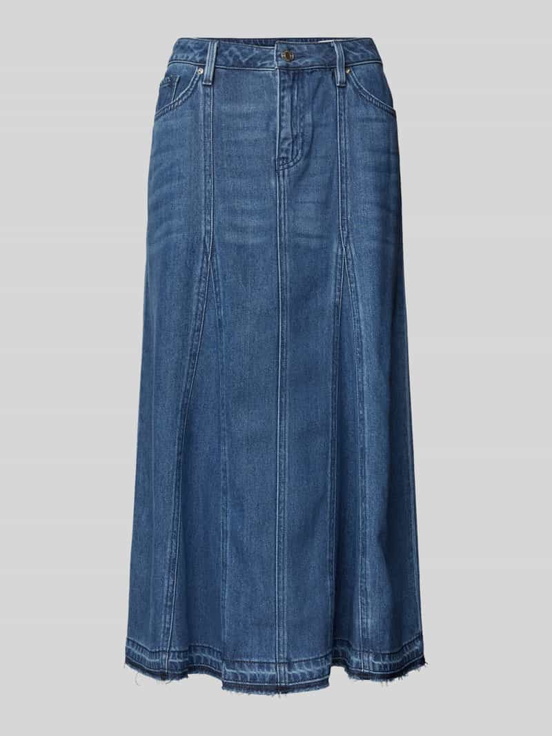 s.Oliver RED LABEL Uitlopende midirok in denim met gerafelde zoom model 'SKIRT'
