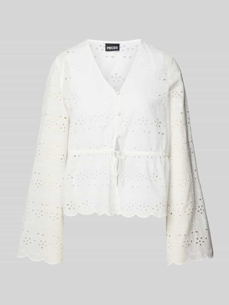 Pieces Blouseshirt met broderie anglaise, model 'ARMORINE'